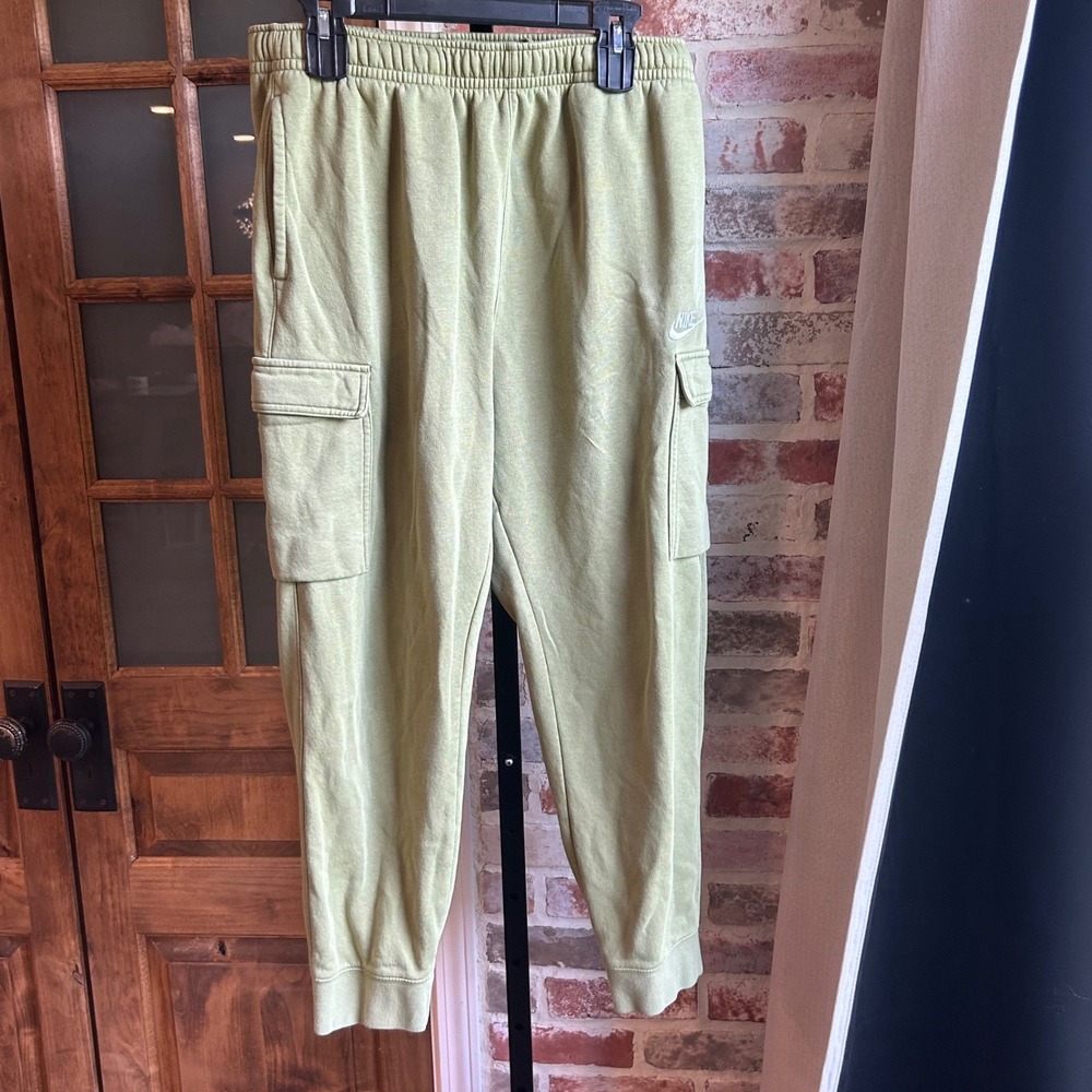 Nike Cargo‎ Sweatpants Mens Olive Green Fleece Tapered Joggers Lounge Large